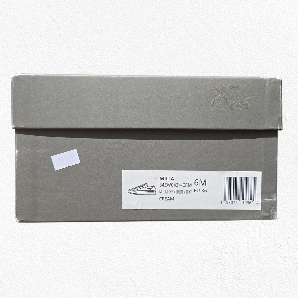 AllSaints Milla Cream Platform Sneakers Leather Canvas Shoes Size 6 EU 36